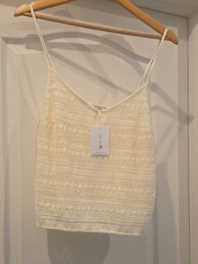 Jessica Simpson Lightweight Crochet Tank Top - Cream NWT